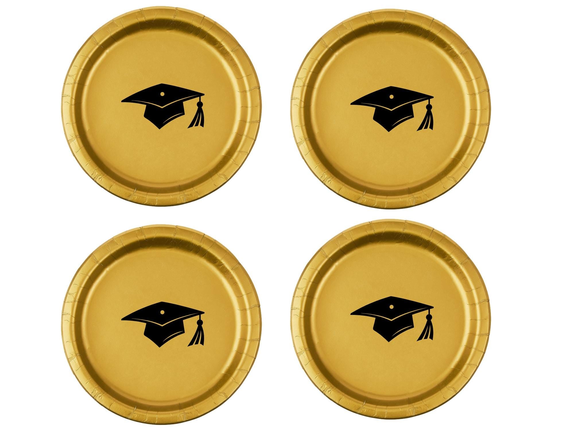Graduation Party Paper Plates Set | Gold Tableware | 40 Piece Kit
