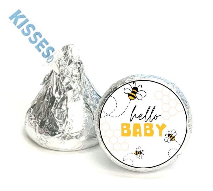 Hello Baby Kisses Candy Stickers | 100ct|Bumble Bee Theme Favors|Shower Favors