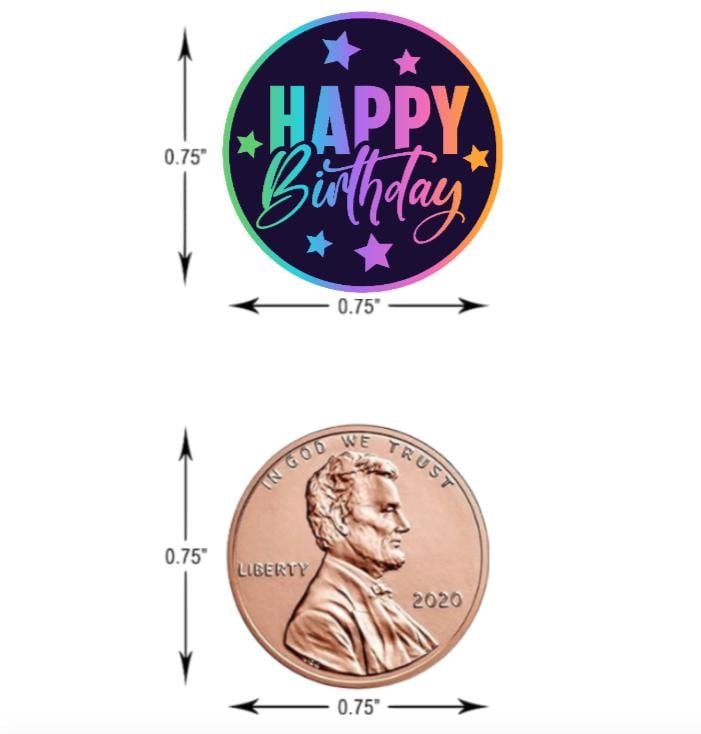 Happy Birthday | Mini Chocolate Candy Labels | 100 Glossy 0.75 Inch Stickers | Party Favors