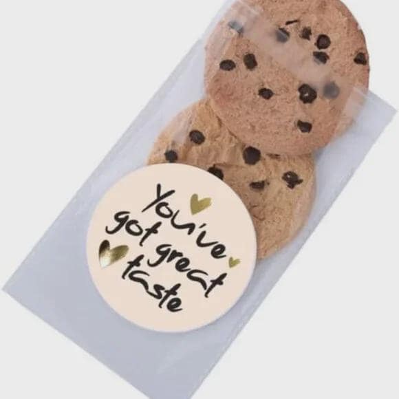 You've Got Great Taste Stickers, 2 Inch Round, 60 Pack, Tan and Gold Design