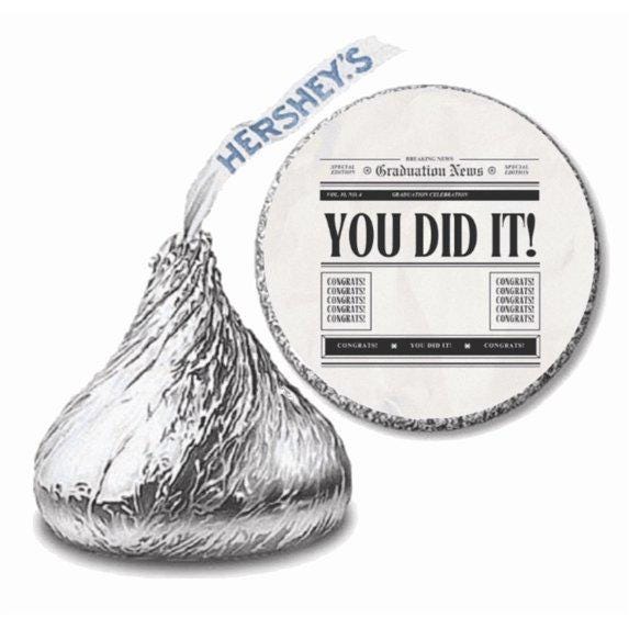 Custom Graduation Chocolate Labels, Newspaper Design (Set of 100)