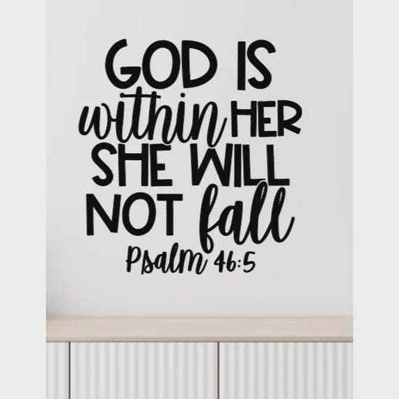 Psalm 46:5 Wall Decal, Inspirational Scripture Quote