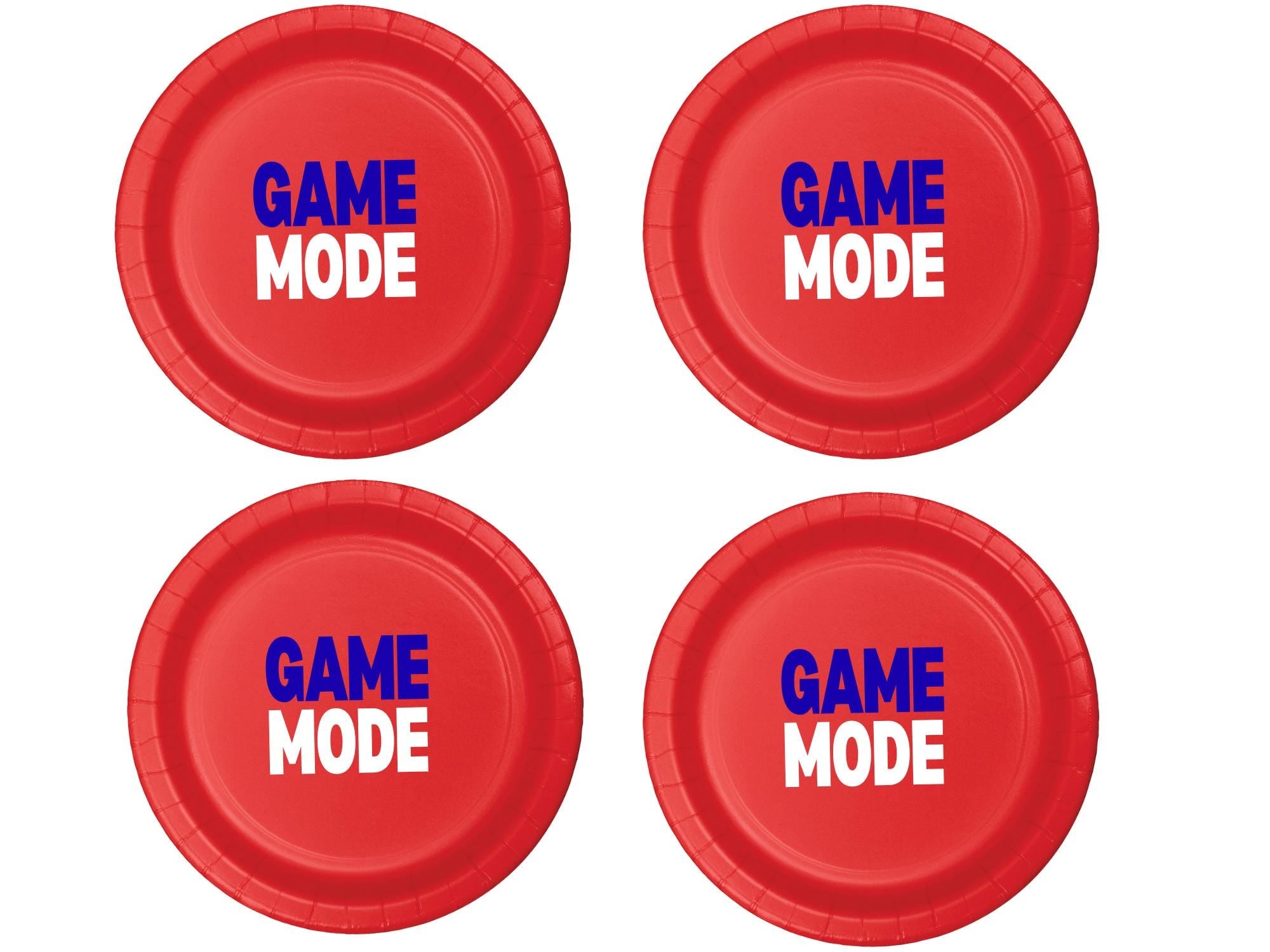 Gamer Party Plates | Game Mode Red Paper Plates | Party Table Decor
