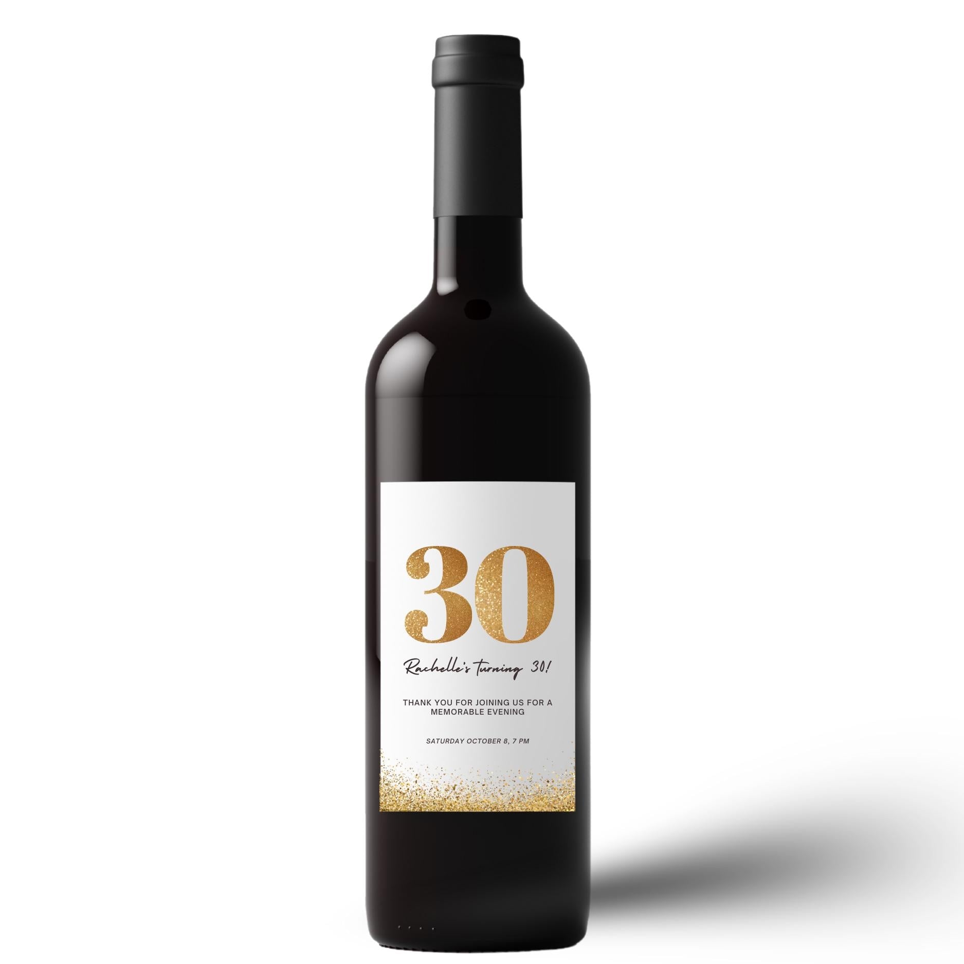 30th Birthday Wine Bottle Labels | Personalized Name Party Decor | Glossy Stickers