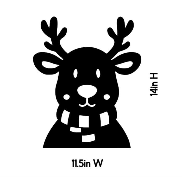 Peeking Reindeer Christmas Window Cling Decal | Black Silhouette | Reusable Glossy Vinyl Decal