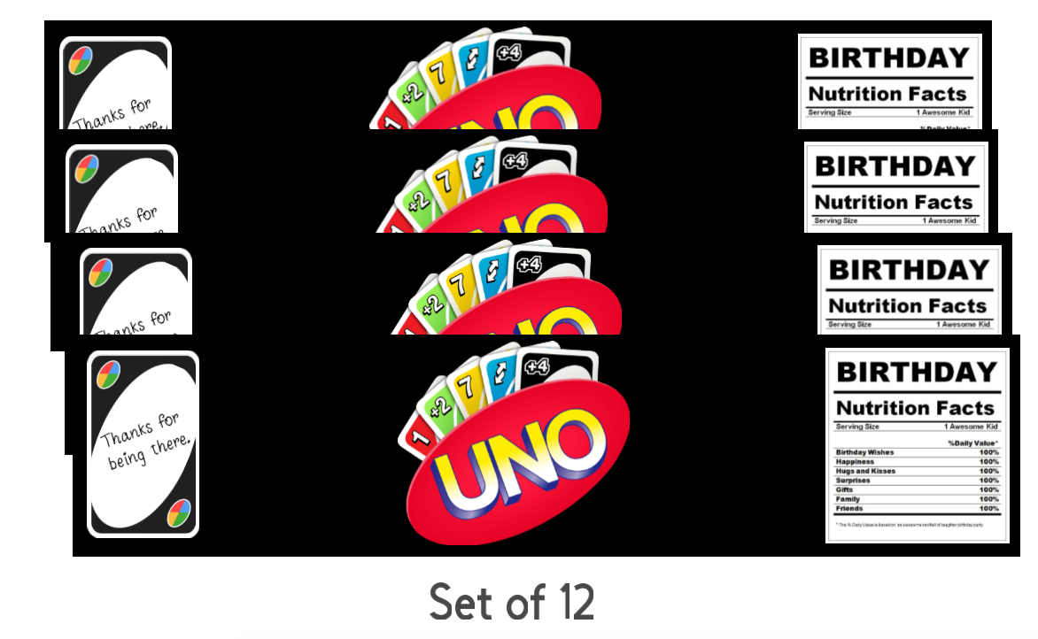 1st Birthday Party Water Bottle Labels, Card Game Design, 8.5 x 2 inches, 12pcs