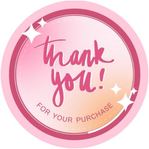 Pink Thank You Stickers for Packages, 2 x 2 inches, Set of 100