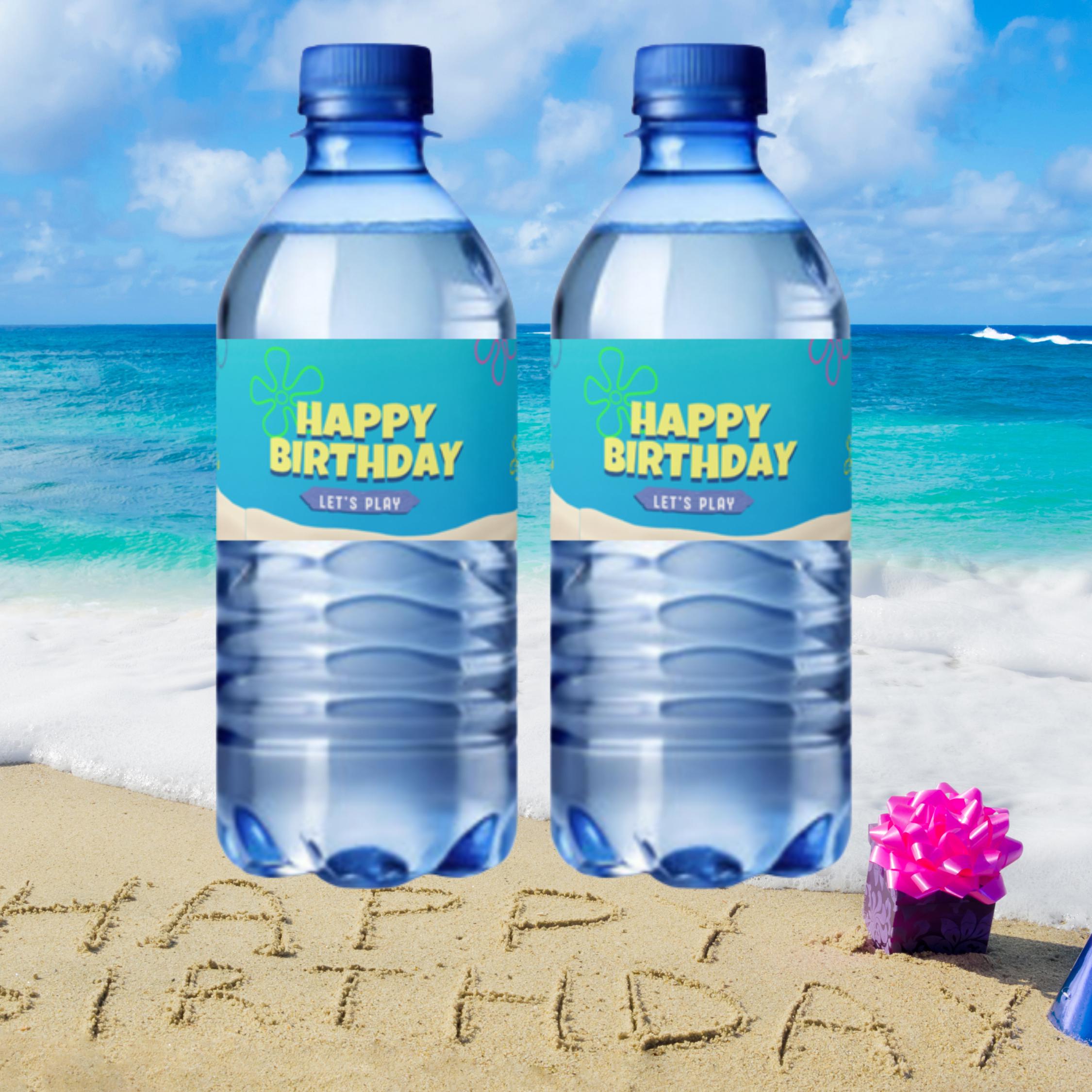 Under the Sea Water Bottle Labels |Ocean Theme Water Bottle Wrappers|Happy Birthday Bottle Wraps| 12| Glossy
