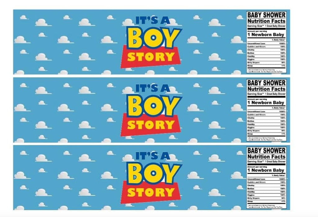 It’s a Boy Story| Baby Shower Labels | 12 Personalized Water Bottle Stickers