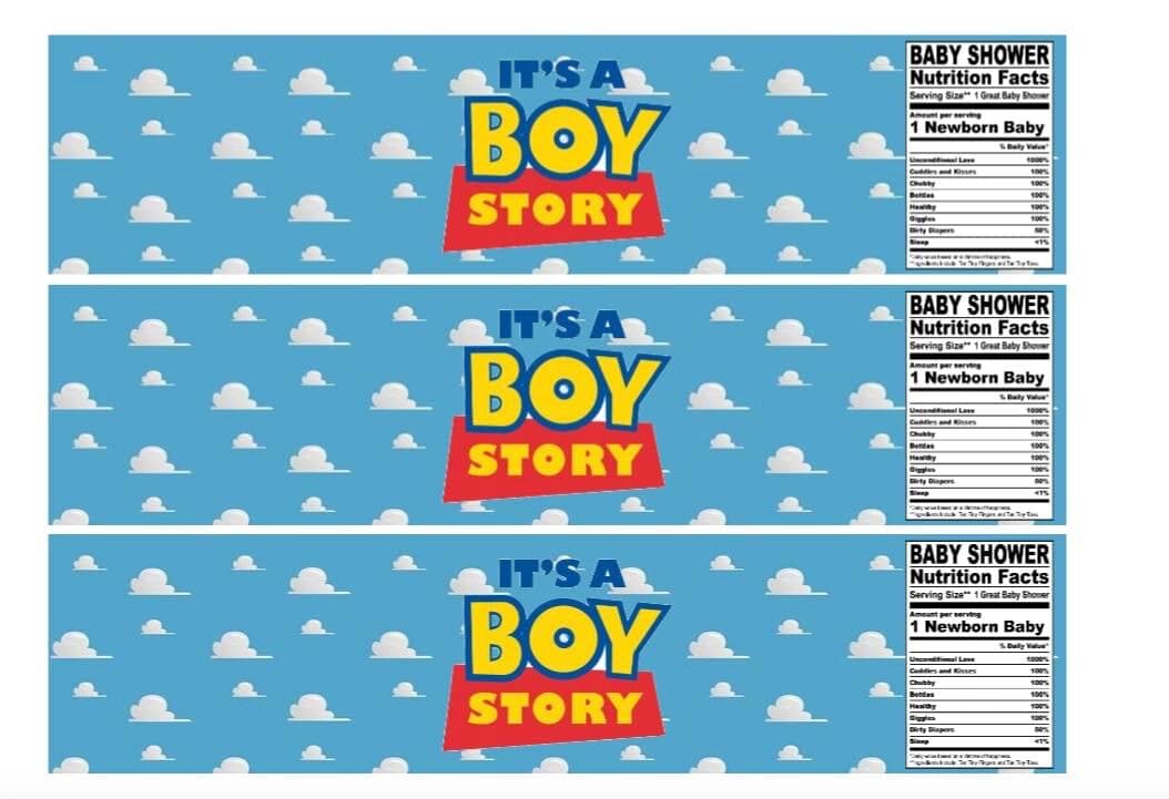 It’s a Boy Story| Baby Shower Labels | 12 Personalized Water Bottle Stickers