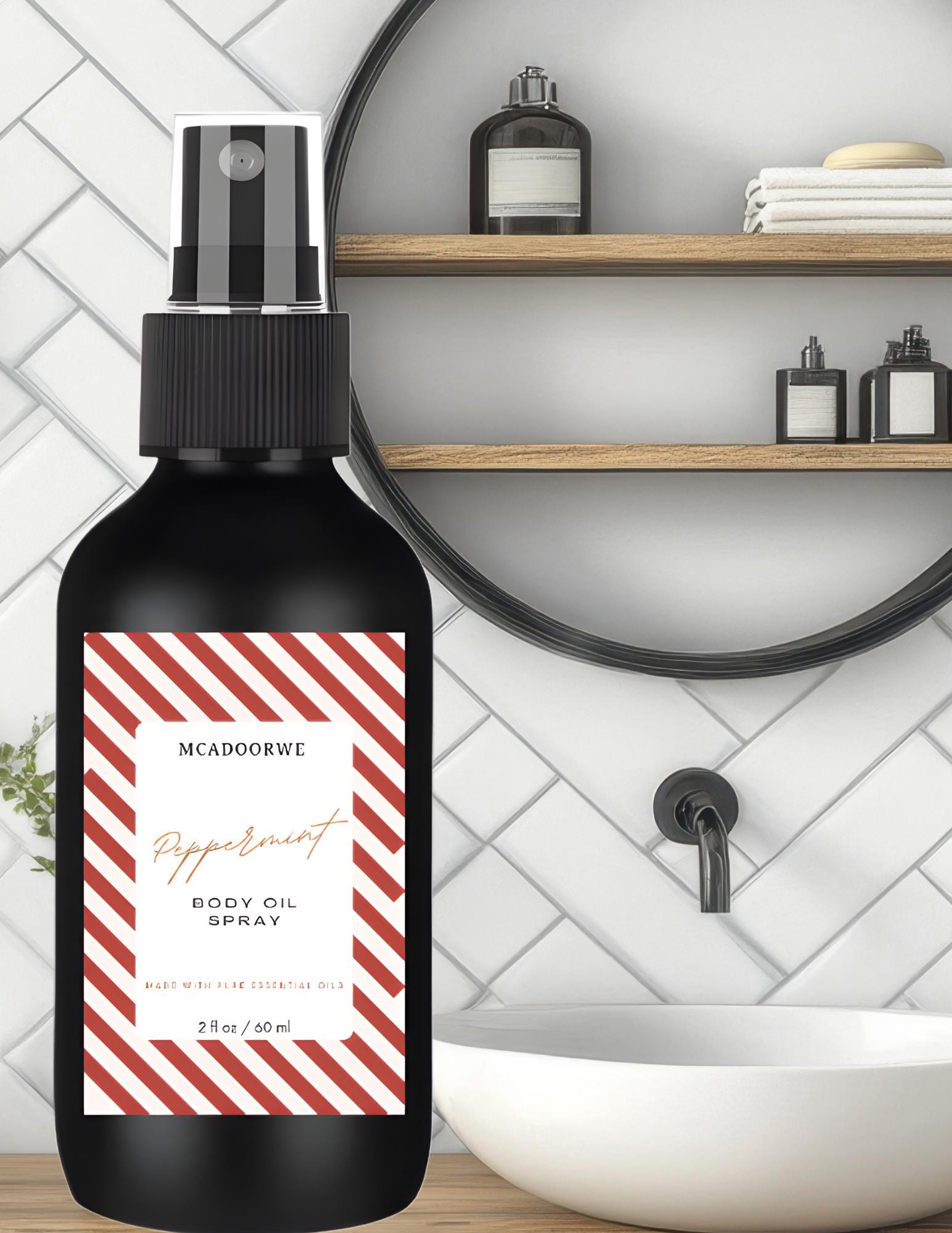 Holiday Peppermint Body Oil | Natural Handmade Collagen Infused Oil Spray | 2 oz Christmas Edition