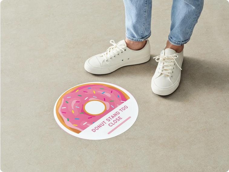 Fun Donut Theme Floor Stickers | 6x6 Vinyl Decals | Removable Set of 4