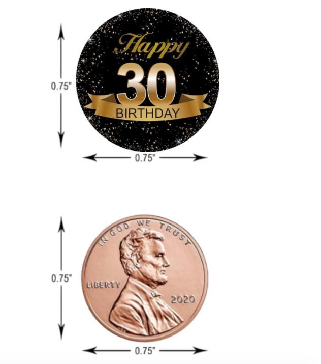 30th Birthday Kisses Candy Stickers | 100pcs| Waterproof| Glossy| 0.75in