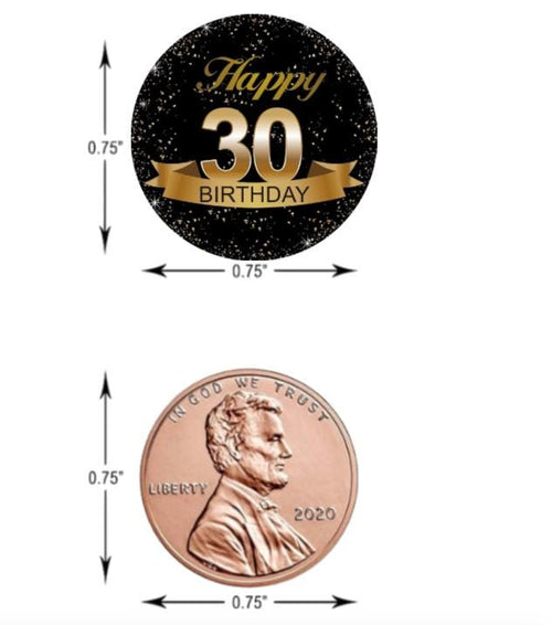 30th Birthday Kisses Candy Stickers | 100pcs| Waterproof| Glossy| 0.75in