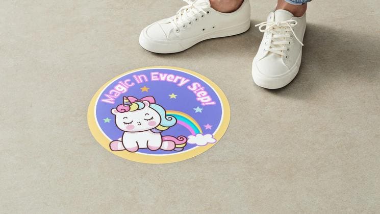 Cute Unicorn Floor Decals Set | 6x6 Vinyl Removable Stickers | Set of 4