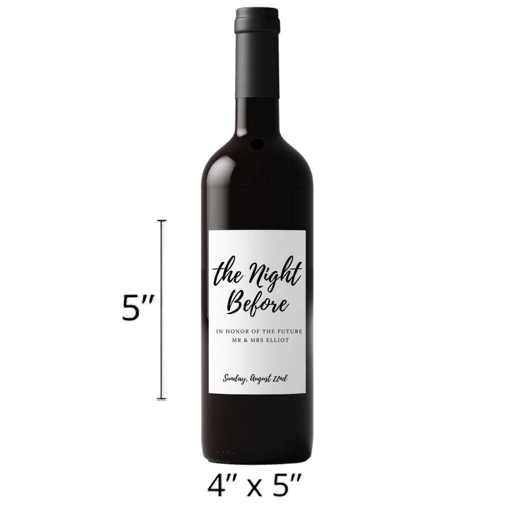 Personalized Bridal Shower Wine Bottle Labels | The Night Before Theme | Custom Mr and Mrs Name | Set of 4| Party Table Accent