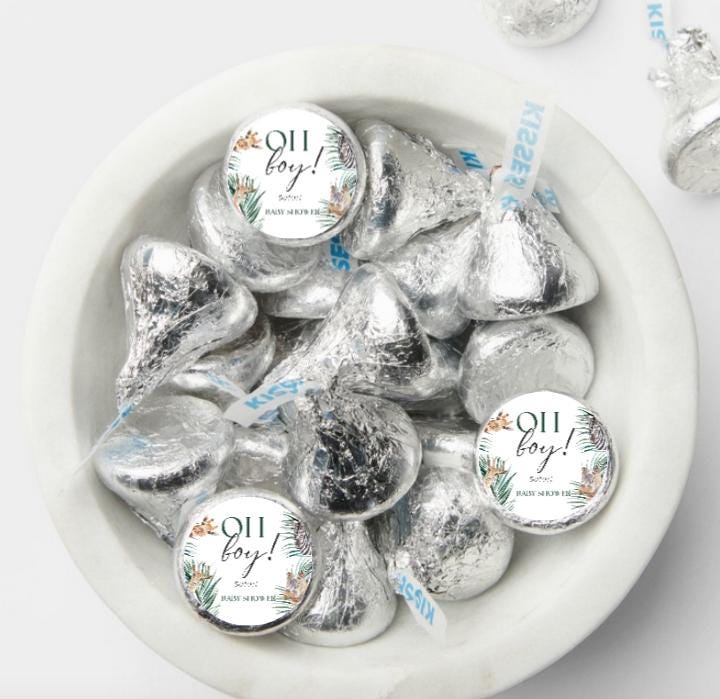 Oh Boy Safari Baby Shower| Chocolate Candy Sticker| 100ct| Glossy| favors