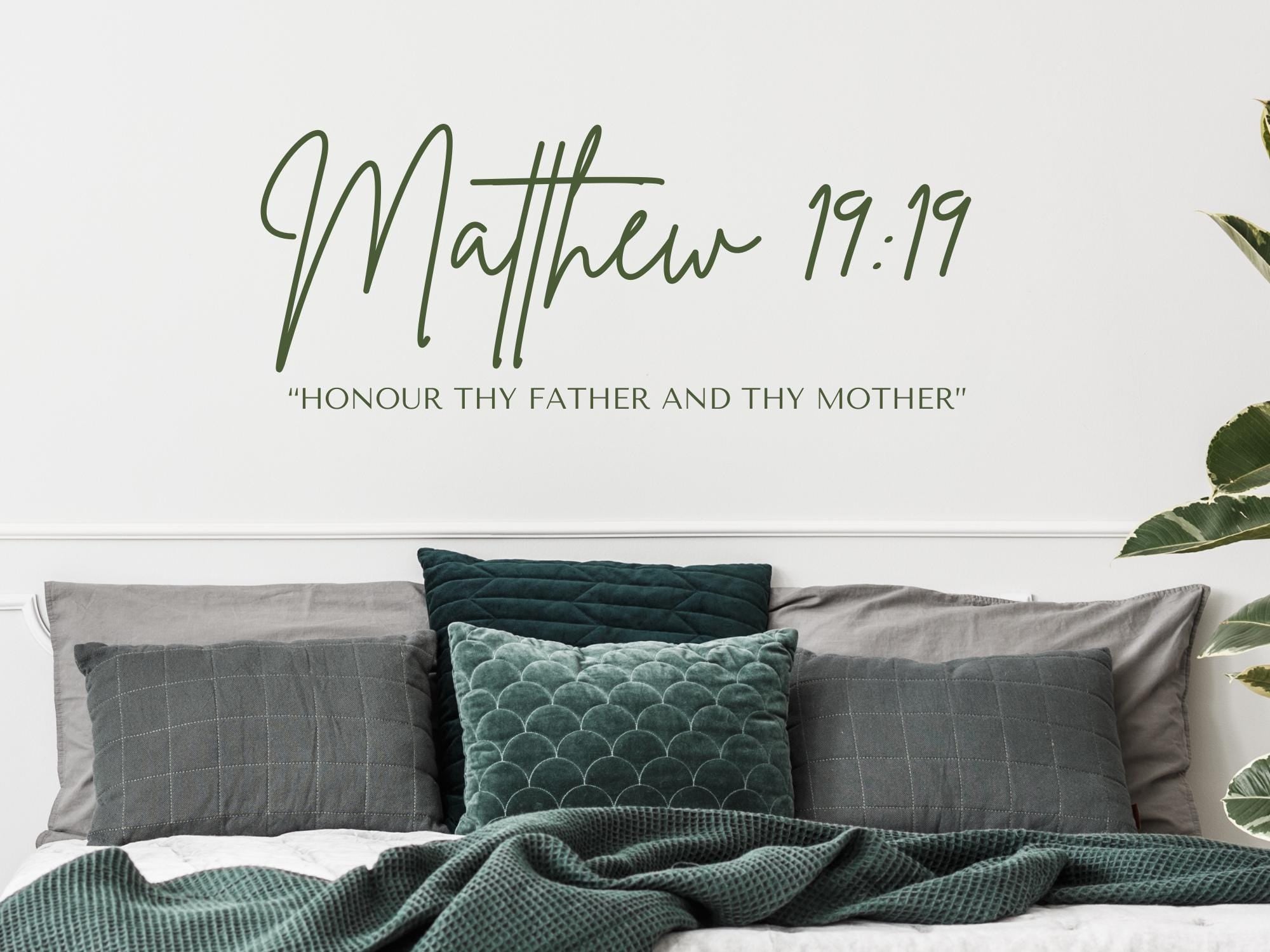 Matthew 19:19 Scripture Wall Decals | Motivational Bible Quotes | Peel and Stick Decor