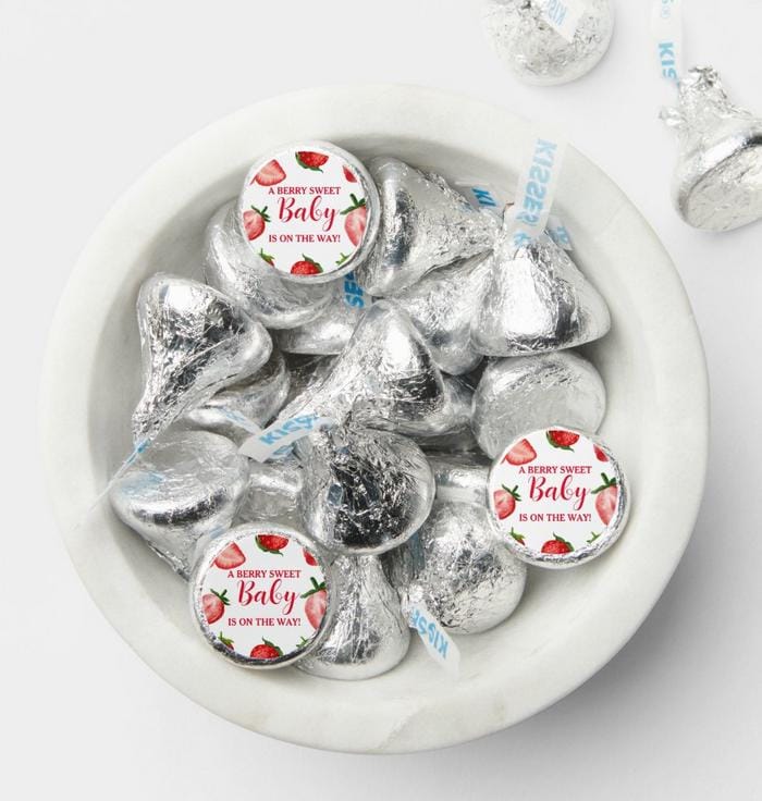 A Berry Sweet Baby Is On The Way |Chocolate Candy Labels | 100ct| Glossy| 0.75in|Baby Shower