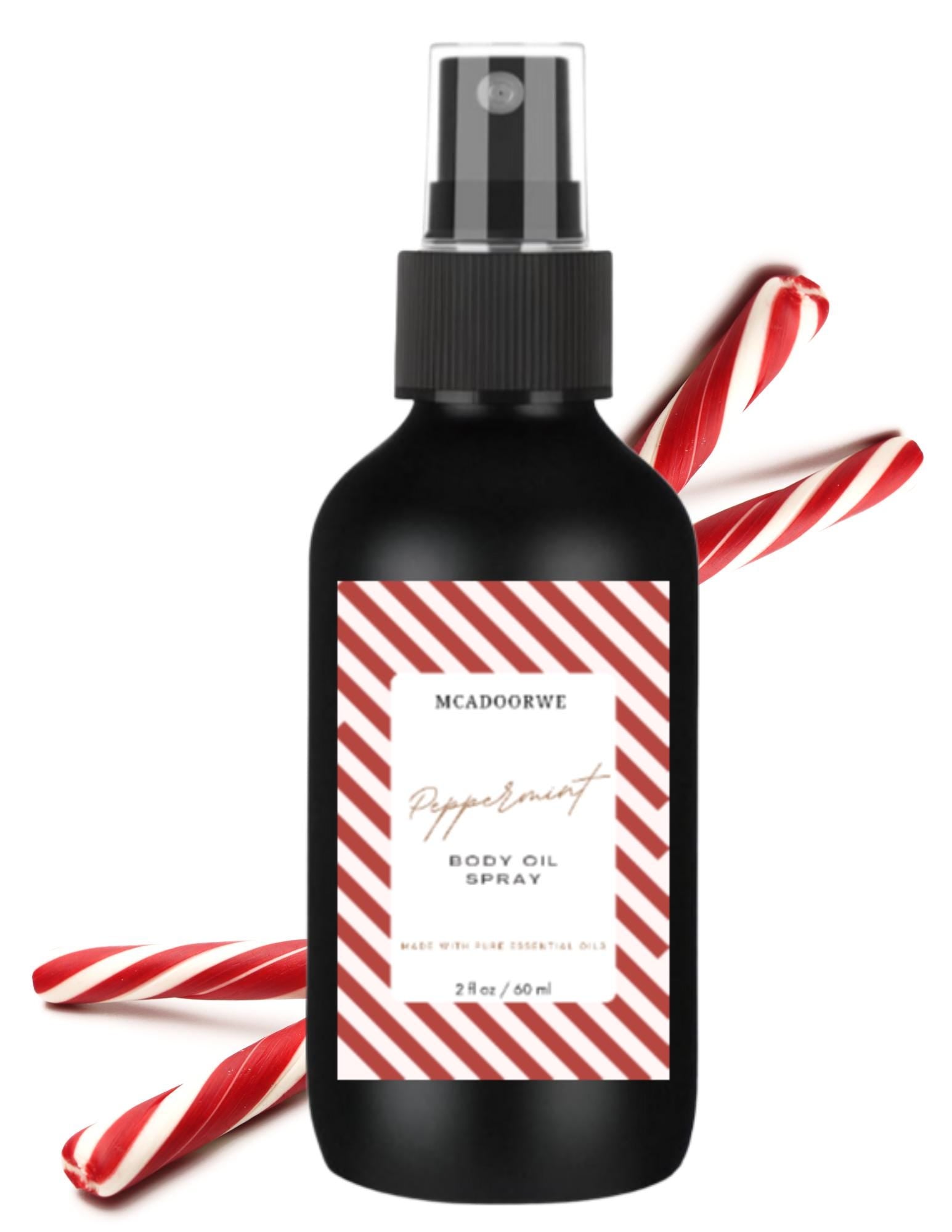 Holiday Peppermint Body Oil | Natural Handmade Collagen Infused Oil Spray | 2 oz Christmas Edition