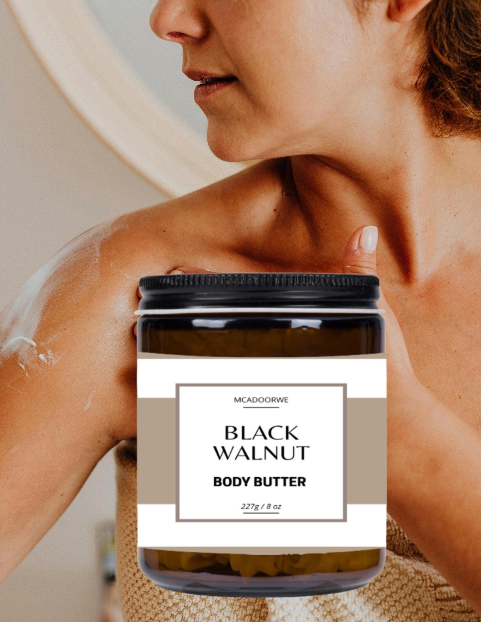Black Walnut Whipped Body Butter | Handmade Organic Shea Mango Cocoa Blend |8 oz Jar