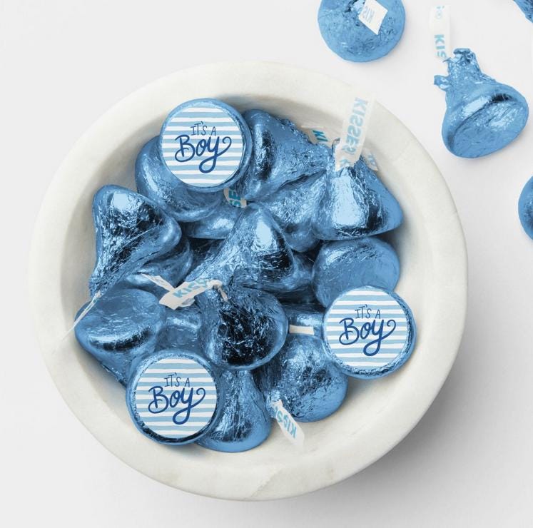 It’s a Boy Kisses Candy Stickers |100ct|Baby Shower| Gender Reveal|Glossy| 0.75