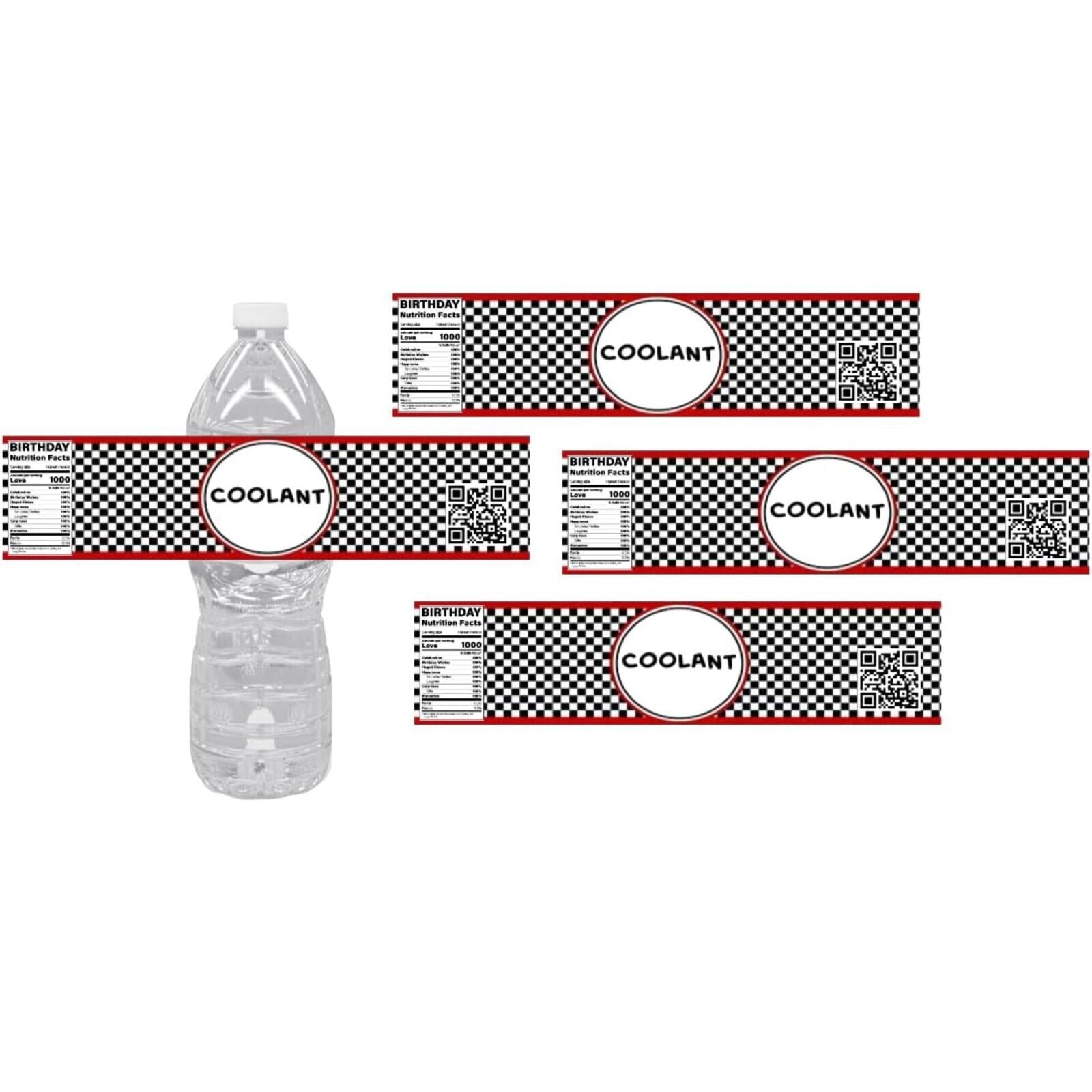 Racing Theme Water Bottle Labels, Coolant Design, 8.5 x 2 inches, Set of 12