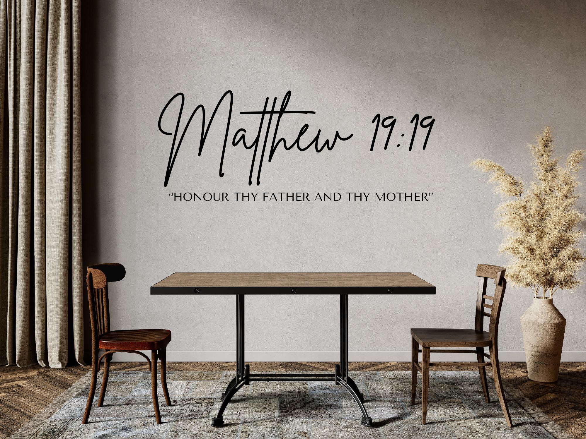 Matthew 19:19 Scripture Wall Decals | Motivational Bible Quotes | Peel and Stick Decor
