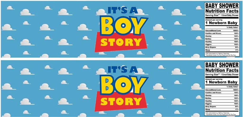 It’s a Boy Story| Baby Shower Labels | 12 Personalized Water Bottle Stickers