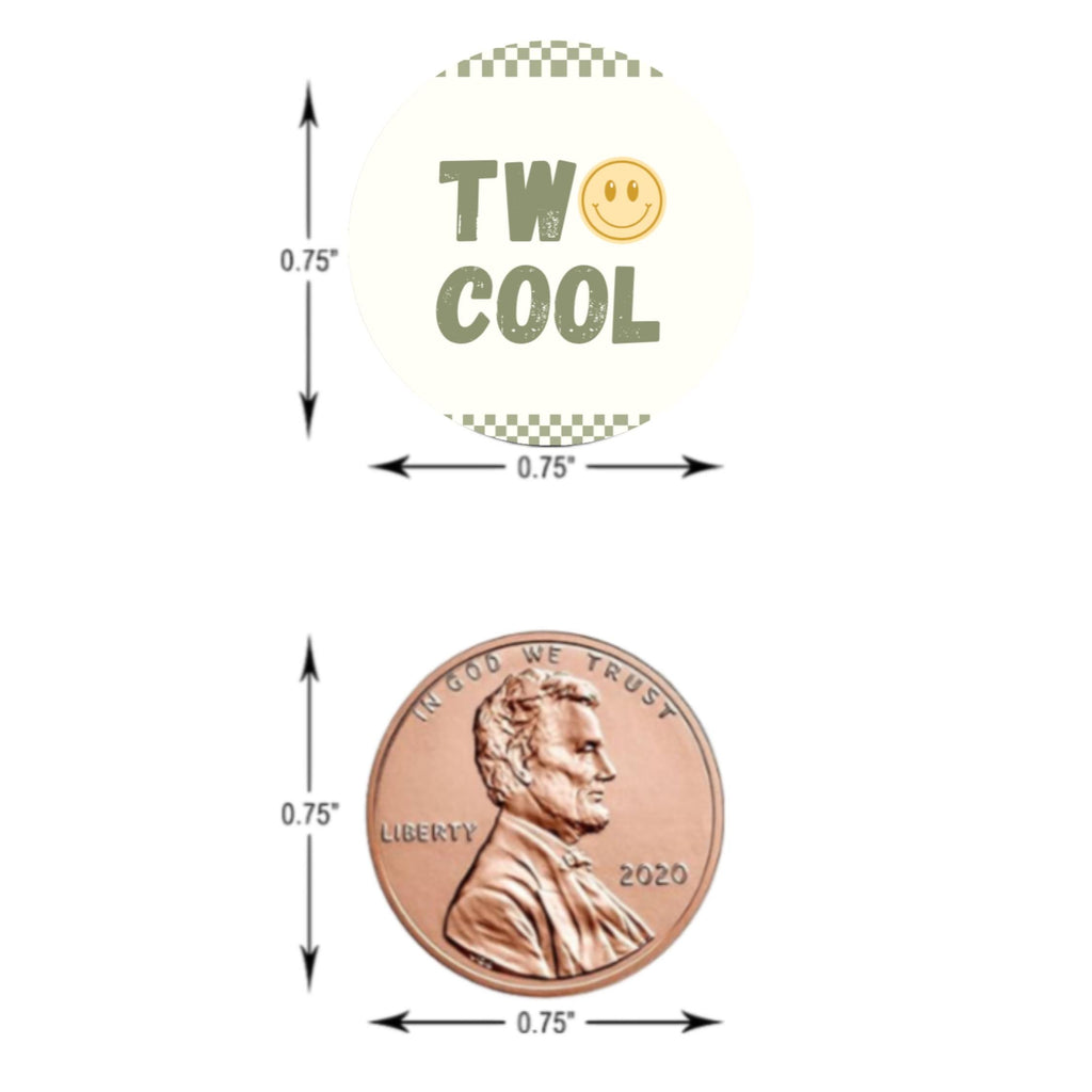 Two Cool Birthday Stickers | 100 Chocolate Candy Kiss Labels | Glossy 0.75in Peel & Stick | Smiley Face