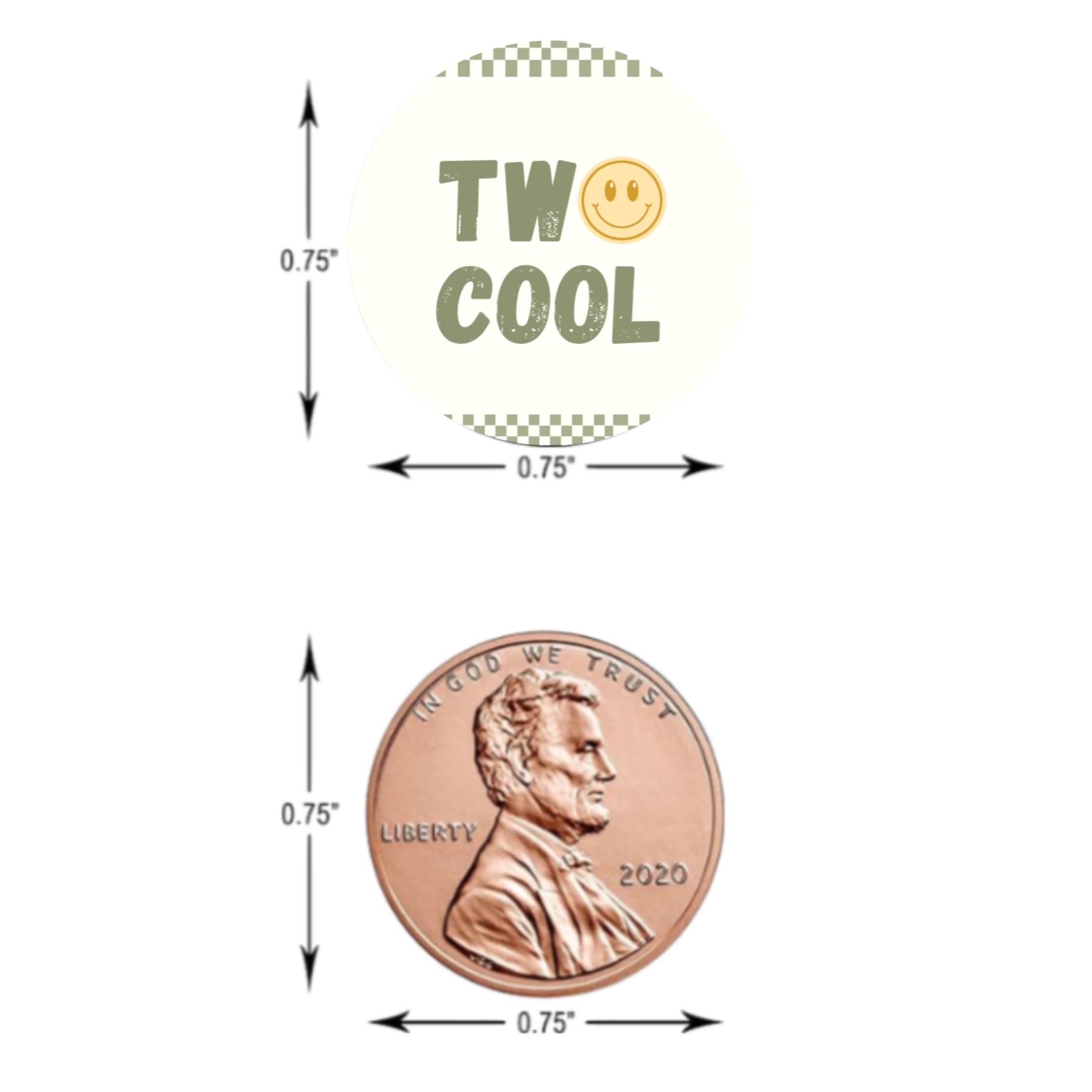 Two Cool Birthday Stickers | 100 Chocolate Candy Kiss Labels | Glossy 0.75in Peel & Stick | Smiley Face