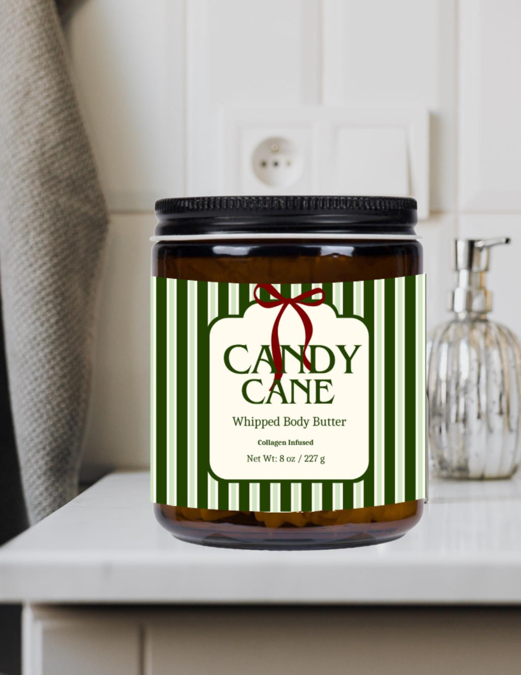 Christmas Candy Cane Whipped Body Butter | Ultra Creamy Peppermint Spearmint Blend | Nourishing | 8 oz Jar