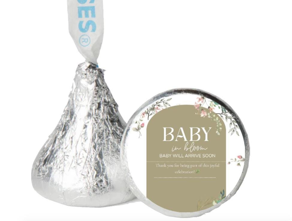 Baby In Bloom Chocolate Candy Kiss Sticker|100ct|Glossy| Baby Shower Favors
