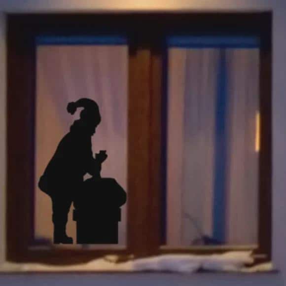 Santa Claus and Gift Sack Window Cling Silhouette decal:Christmas Decor|