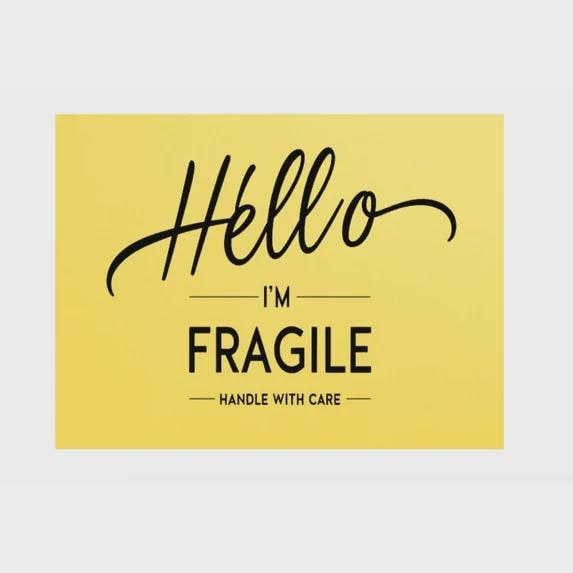 Hello I'm Fragile Handle with Care Shipping Labels, Yellow, 2 x 1.5 inches, Pack of 68