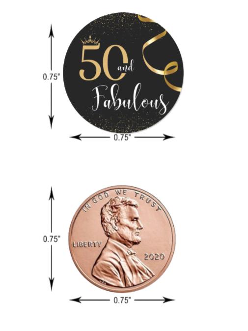 50 and Fabulous Kisses Candy Stickers | 100pcs| Glossy | 50th Birthday Party Favors | 0.75in Each