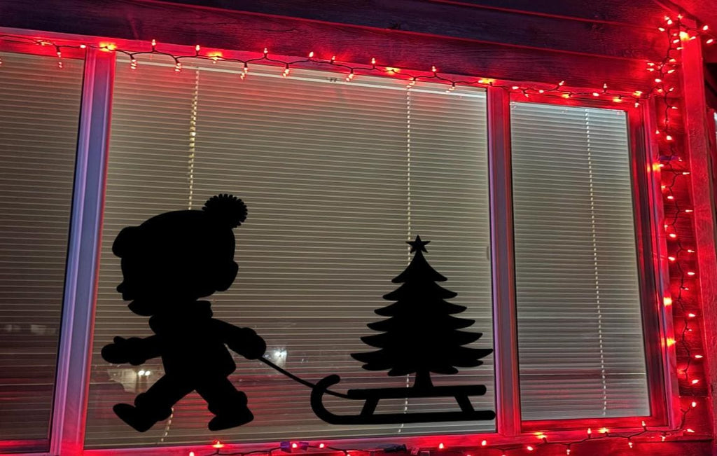 Christmas Window Cling | Large Reusable Silhouette Decal | Holiday Window Decoration