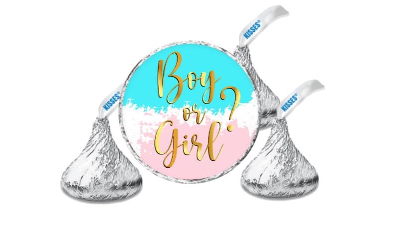 Boy or Girl Kisses Candy Stickers |100ct|Glossy|Gender Reveal| Baby Shower|0.75