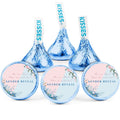 Gender Reveal Candy Stickers | 100 Chocolate Candy Kiss Labels | Glossy 0.75in Peel & Stick | Baby Shower Party Decorations