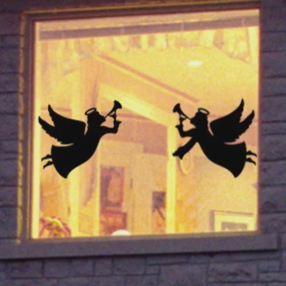 Christmas Angel Window Cling Decal silhouette Set:Reusable+ Durable