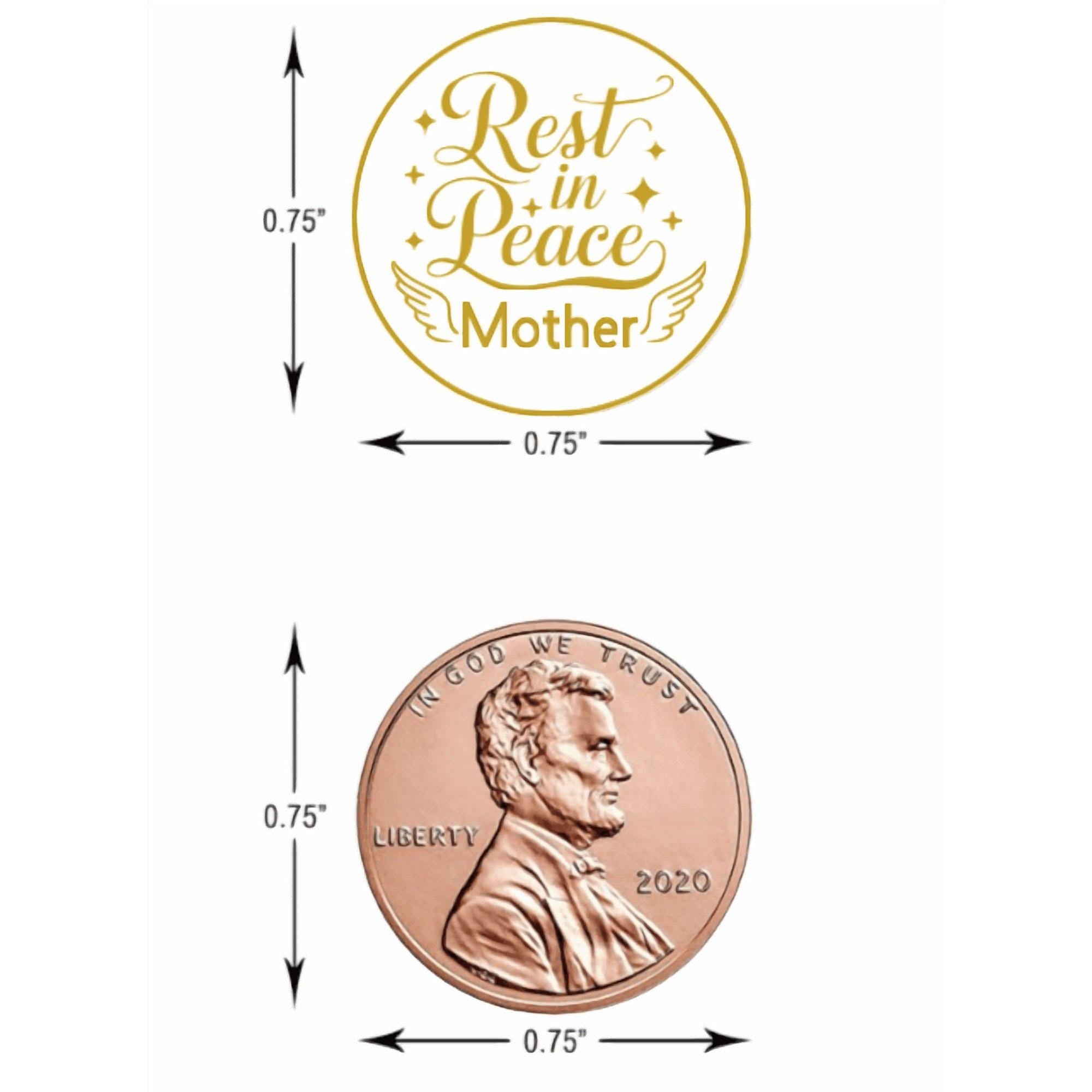Rest in Peace Mother Memorial Chocolate Candy Labels, 0.75 Inch Round, Set of 100