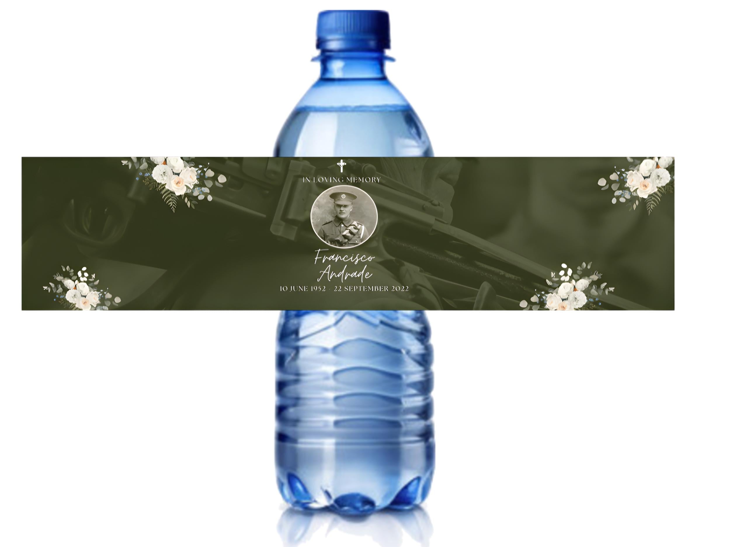Personalized Military Tribute Water Bottle Labels | In Loving Memory| Keepsake Bottle wrappers| Memorial Favors