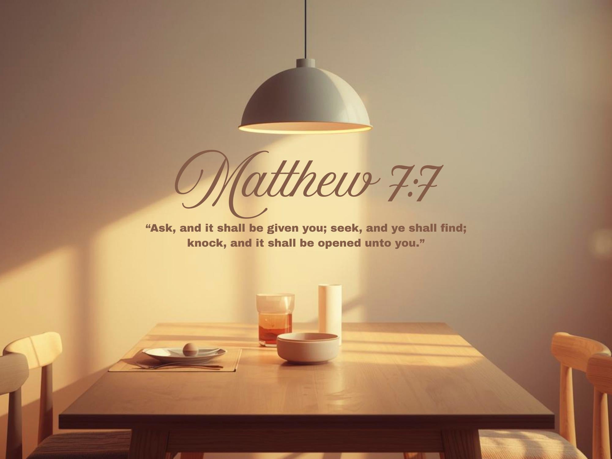 Matthew 7:7 Bible Verse Vinyl Wall Decal | Inspirational Christian Decor| Black| Large