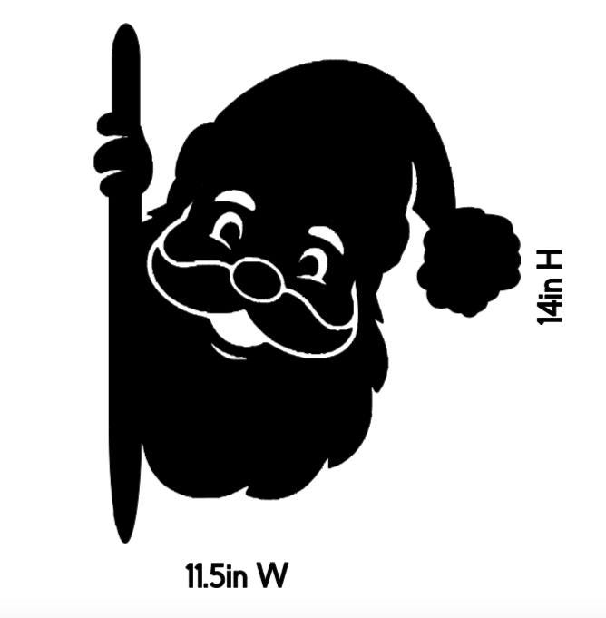 Peeking Santa Window Cling Decal | Large Christmas Decals | Reusable| 14H| Durable