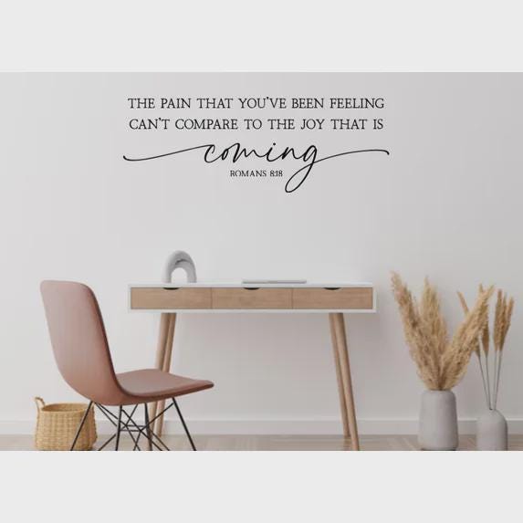 Inspirational Bible Quote Wall Art, Romans 8:18 Scripture Sign, Joy Coming Typography Print