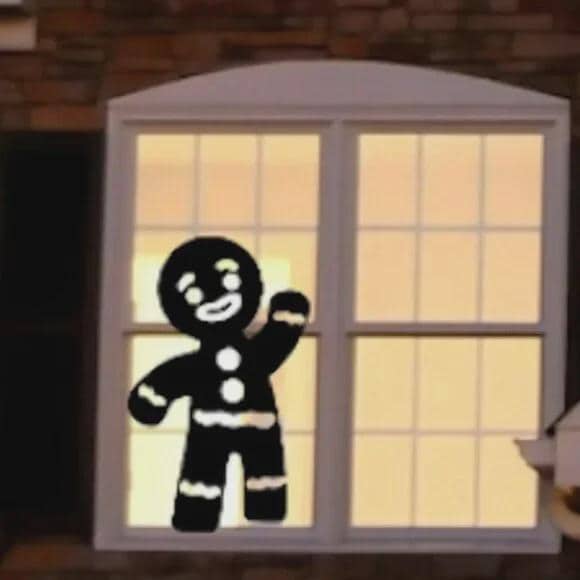 Large Christmas Window Decal | Gingerbread Man Silhouette | Festive Holiday Decoration |