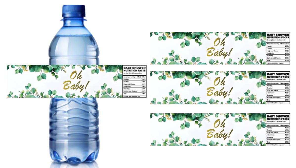 Ohh Baby Water Bottle Labels | 12 Pack | Gender Neutral Baby Shower Supplies