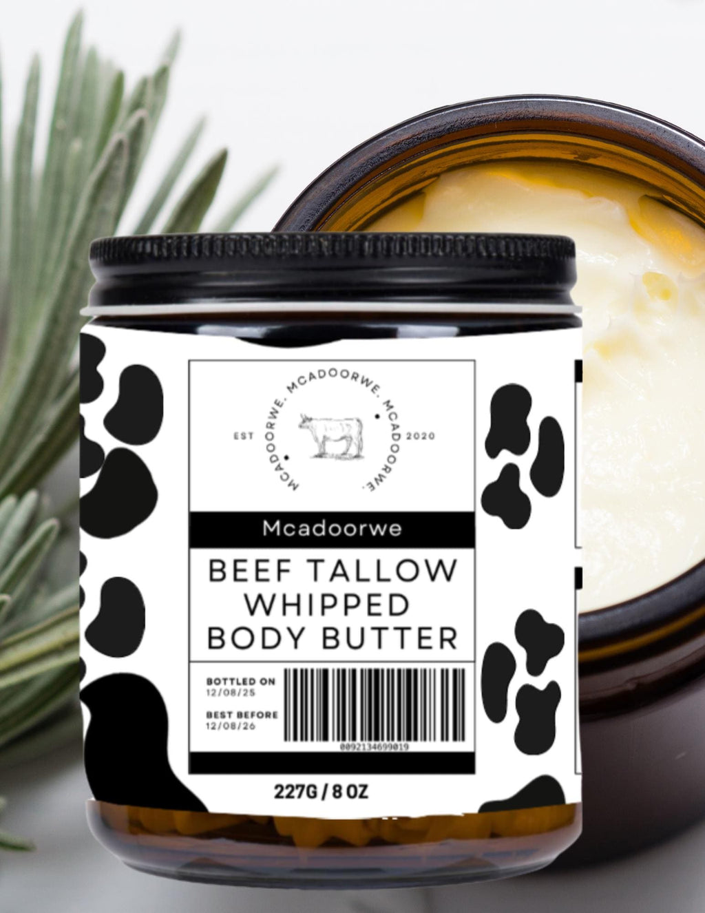 Beef Tallow Whipped Body Butter | Handmade Organic Shea and Cocoa Butter |8 oz| 100% Natural