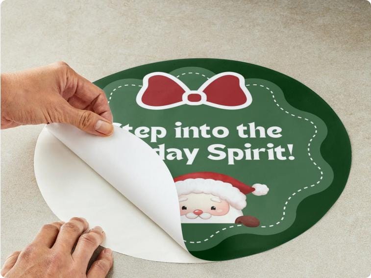 Step Into the Holiday Spirit Christmas Floor Decals | 6x6 Vinyl Removable Stickers | Set of 4