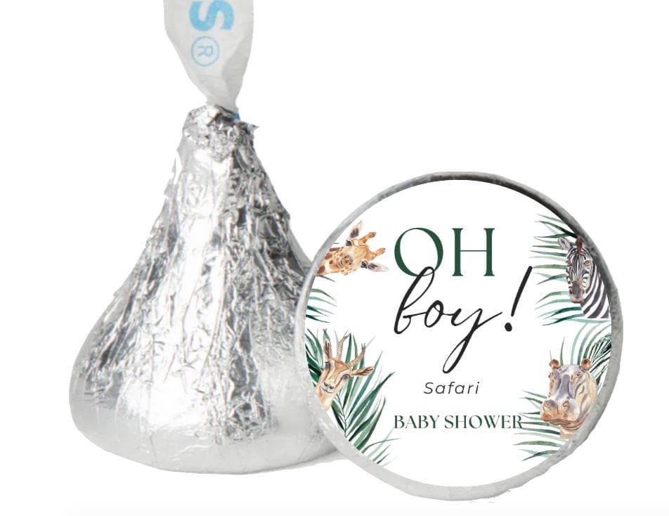 Oh Boy Safari Baby Shower| Chocolate Candy Sticker| 100ct| Glossy| favors